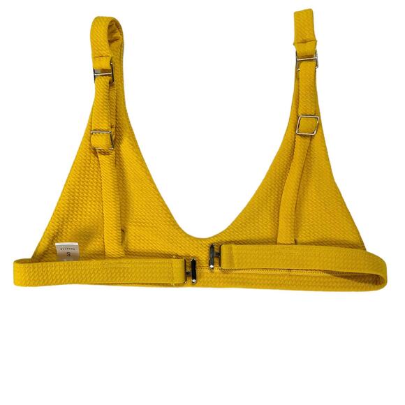 Textured Yellow Bikini Top Adjustable Straps Size Small - Picture 2 of 10